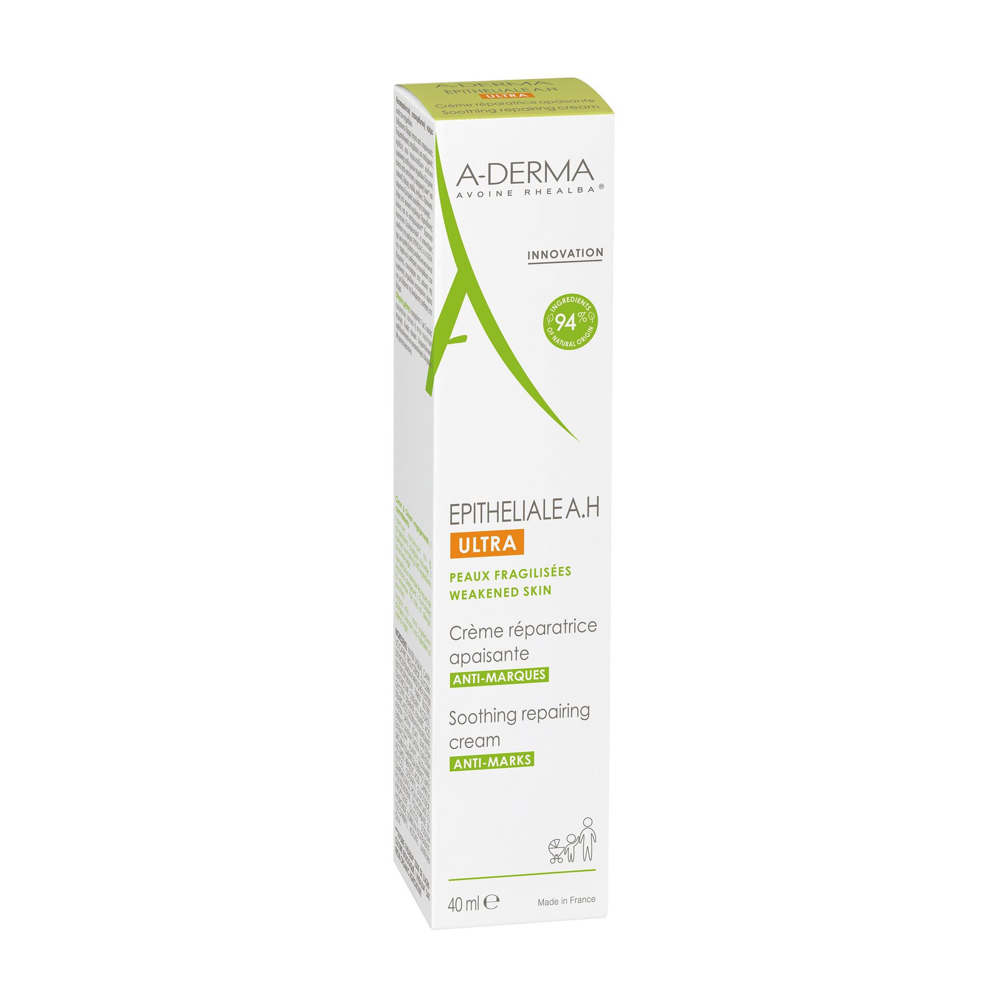 Voir la diapositive 2 : A-DERMA Epitheliale AH Crème réparatrice apaisante anti-marques 40ml