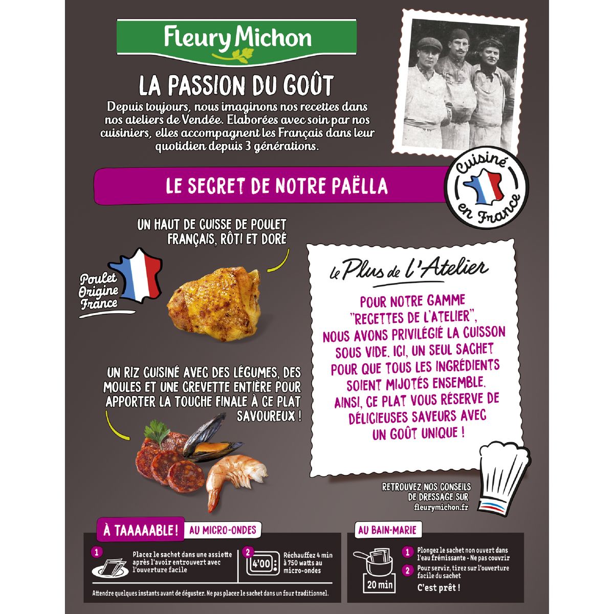 FLEURY MICHON La paella Valenciana poulet chorizo et fruits de mer 2x400g