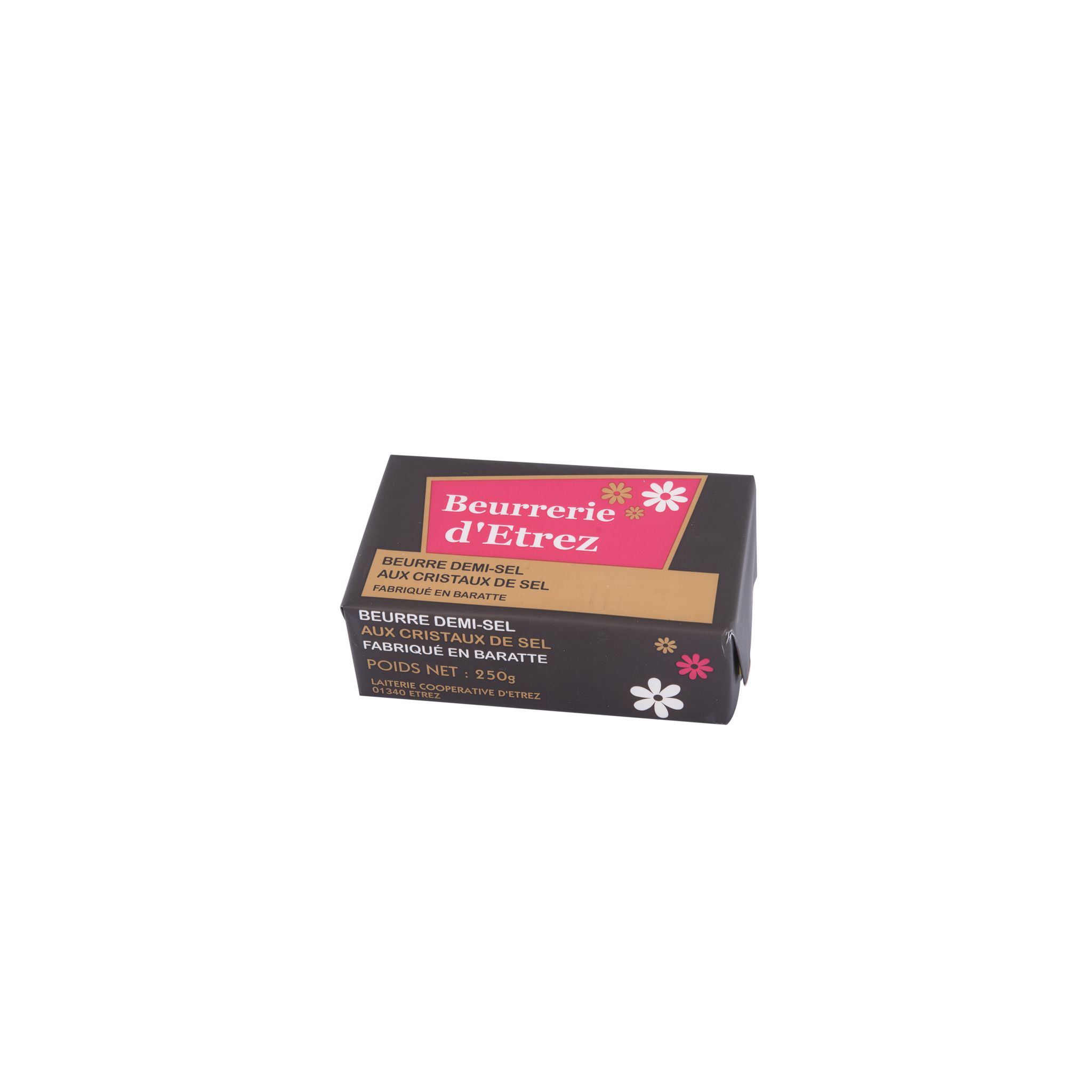 BEURRERIE D ETREZ Beurre demi-sel aux cristaux de sel 80%MG 250g