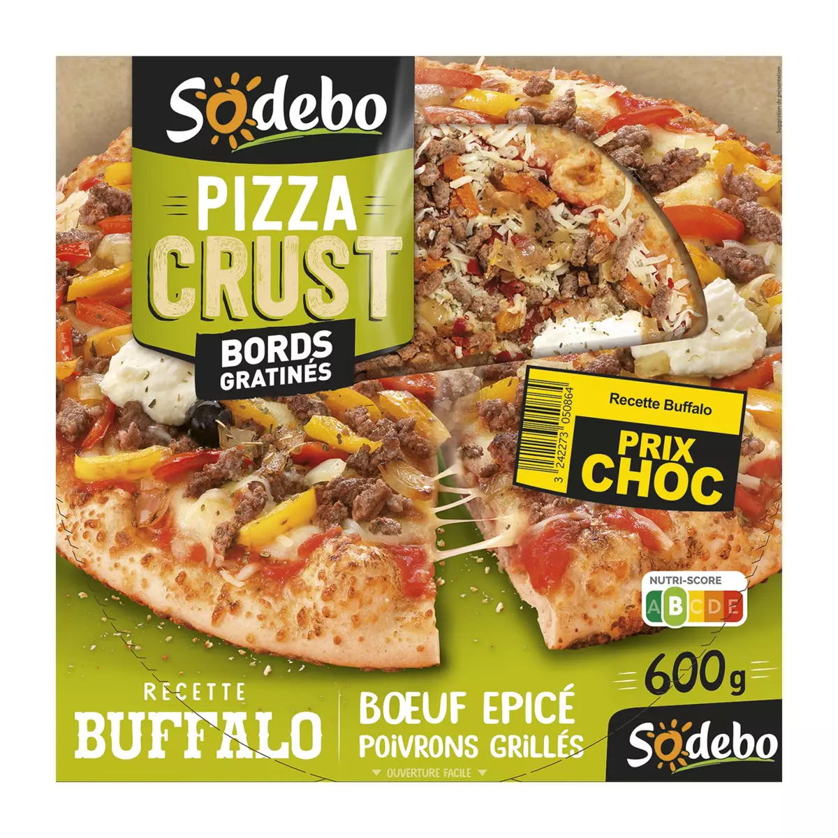SODEBO Pizza Crust recette buffalo boeuf épicé poivrons grillés 600g