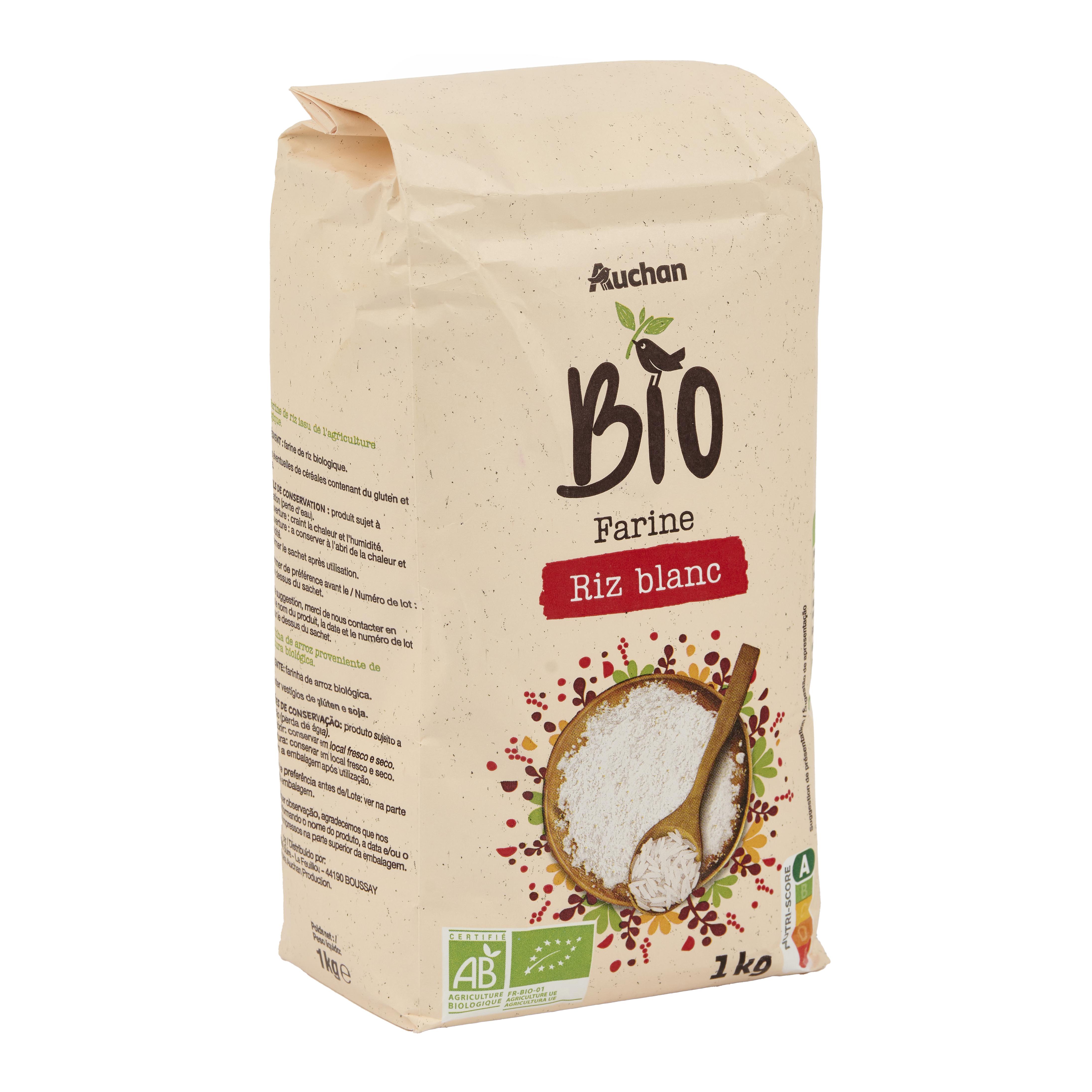 Voir la diapositive 2 : AUCHAN BIO Farine de riz blanc 1kg