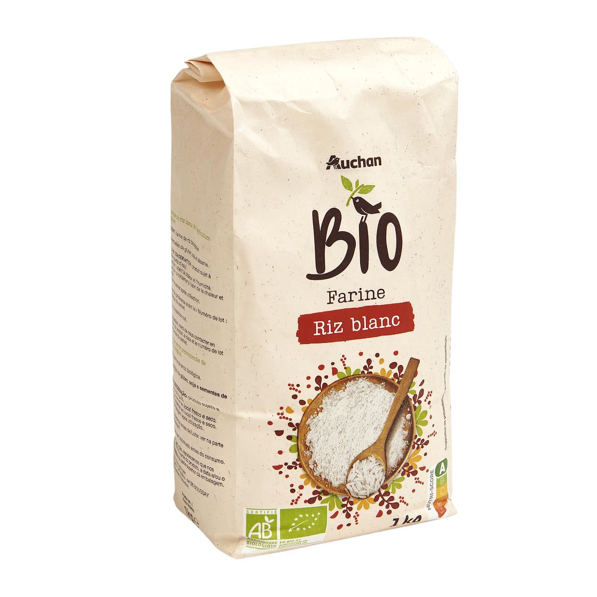 AUCHAN BIO Farine de riz blanc 1kg