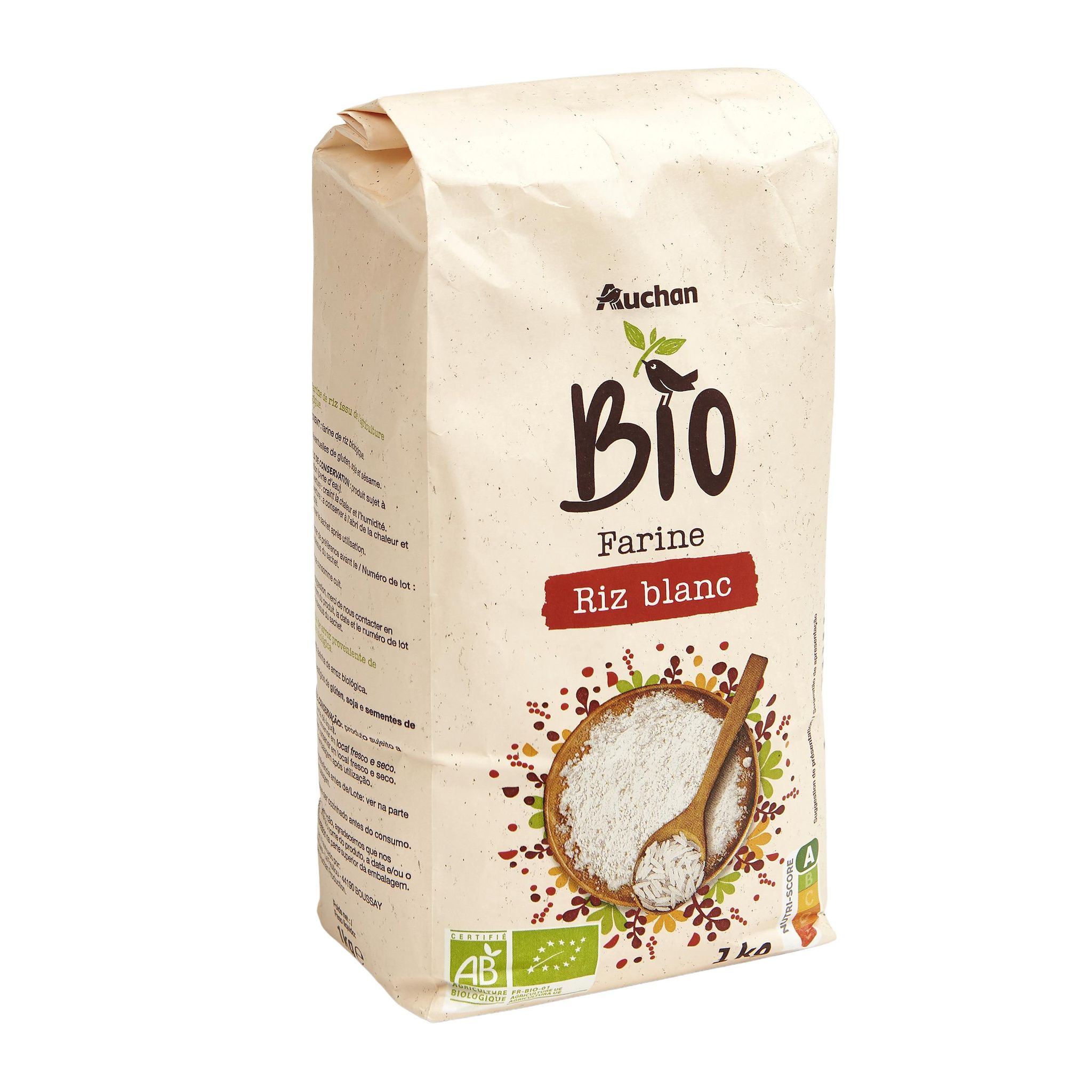 Voir la diapositive 2 : AUCHAN BIO Farine de riz blanc 1kg