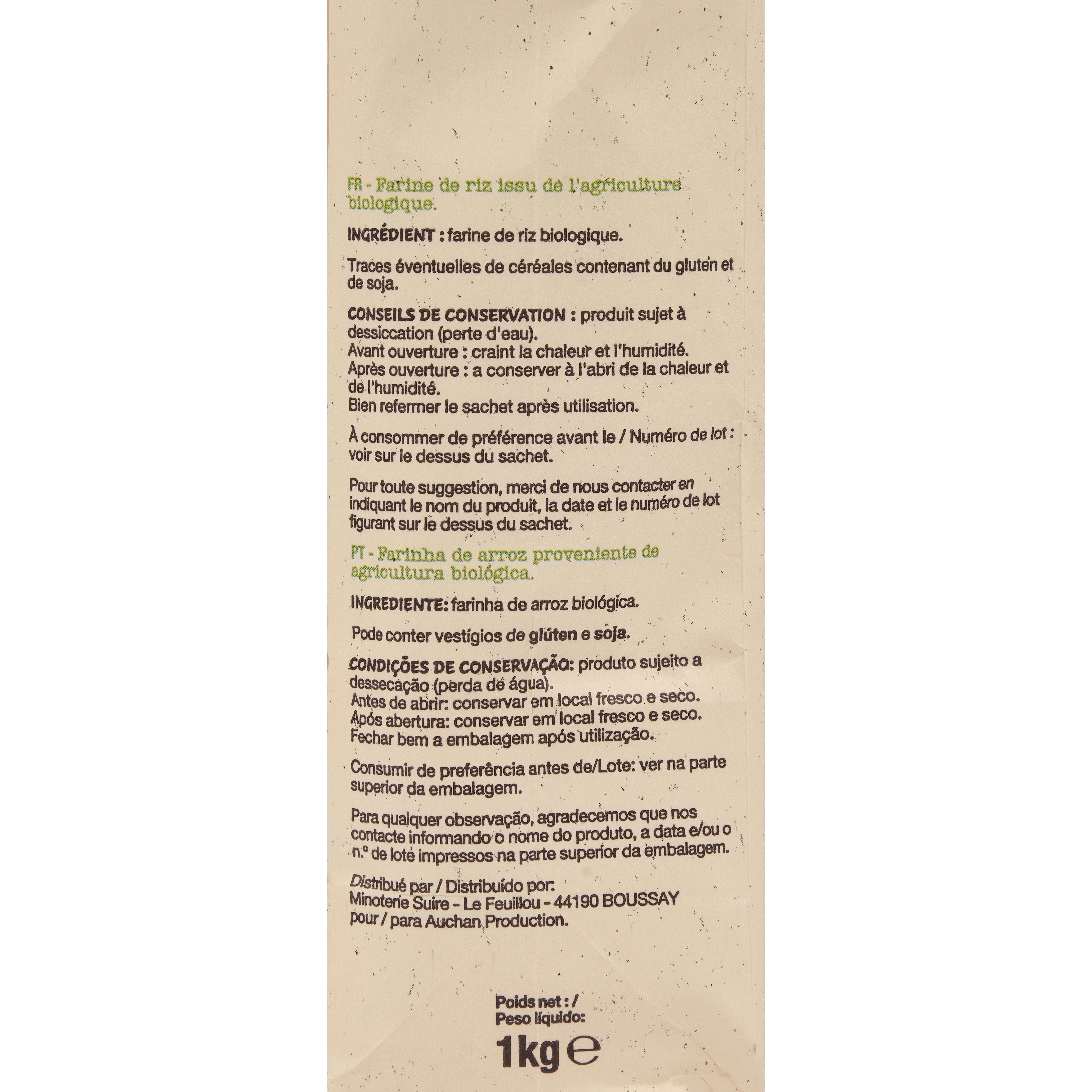 Voir la diapositive 4 : AUCHAN BIO Farine de riz blanc 1kg