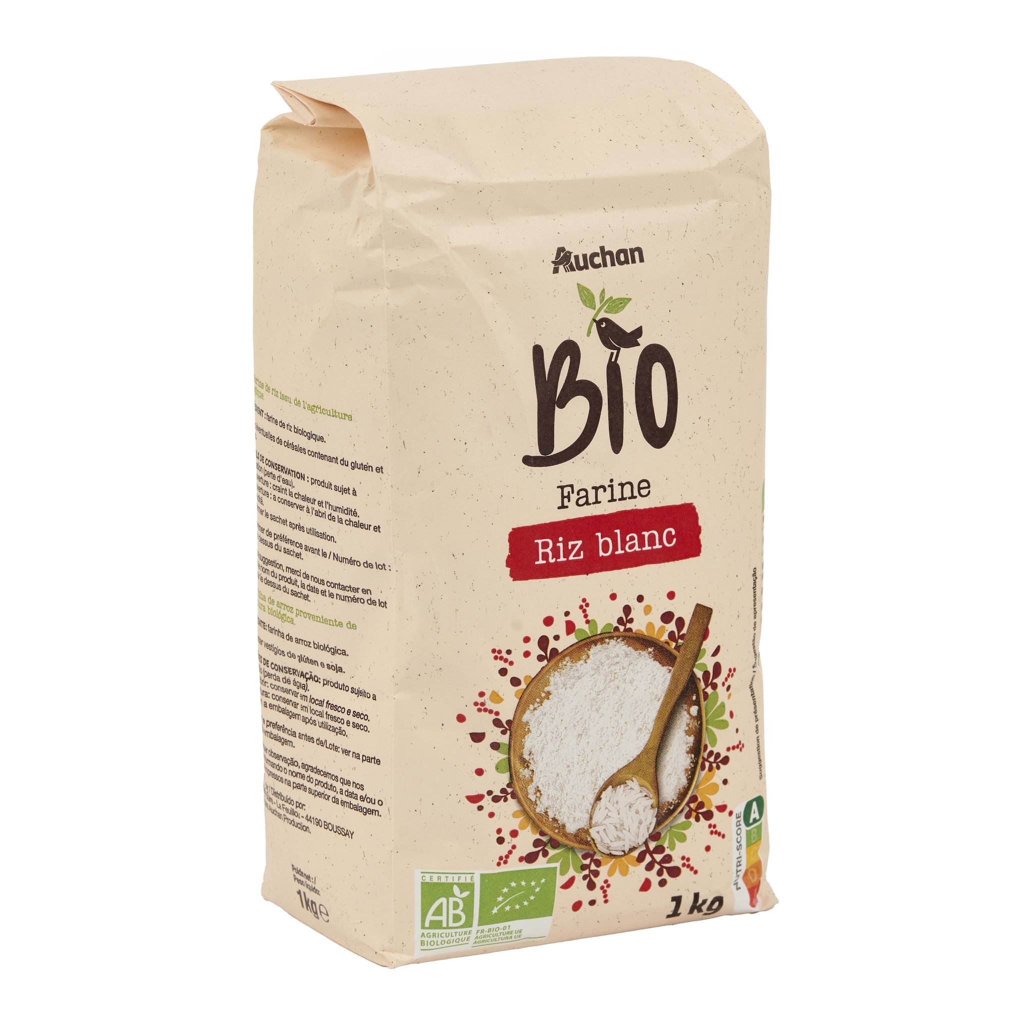Voir la diapositive 4 : AUCHAN BIO Farine de riz blanc 1kg