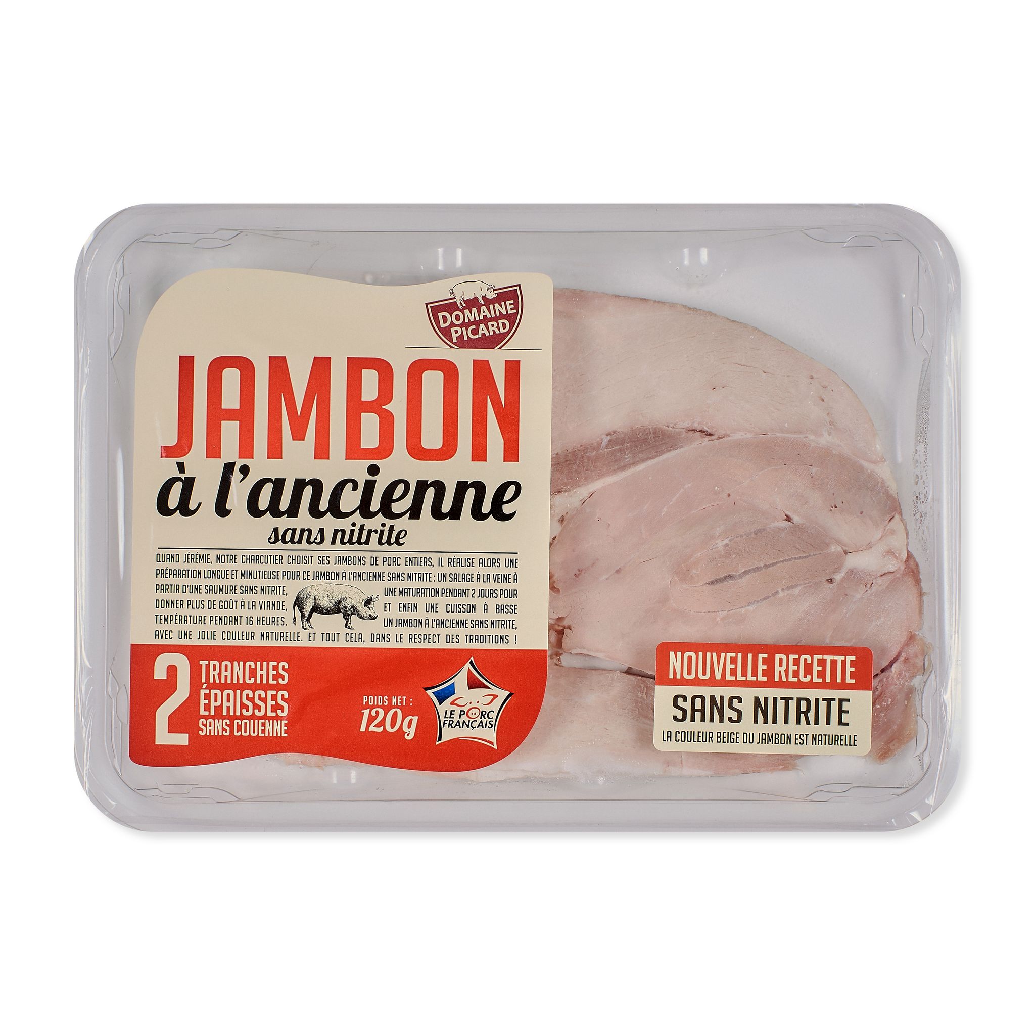 DOMAINE PICARD Jambon à l'ancienne sans nitrite 2 tranches épaisses 120g