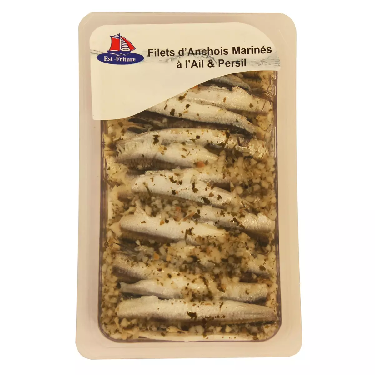 EST FRITURE Filets d'anchois marinés à l'ail et persil 125g