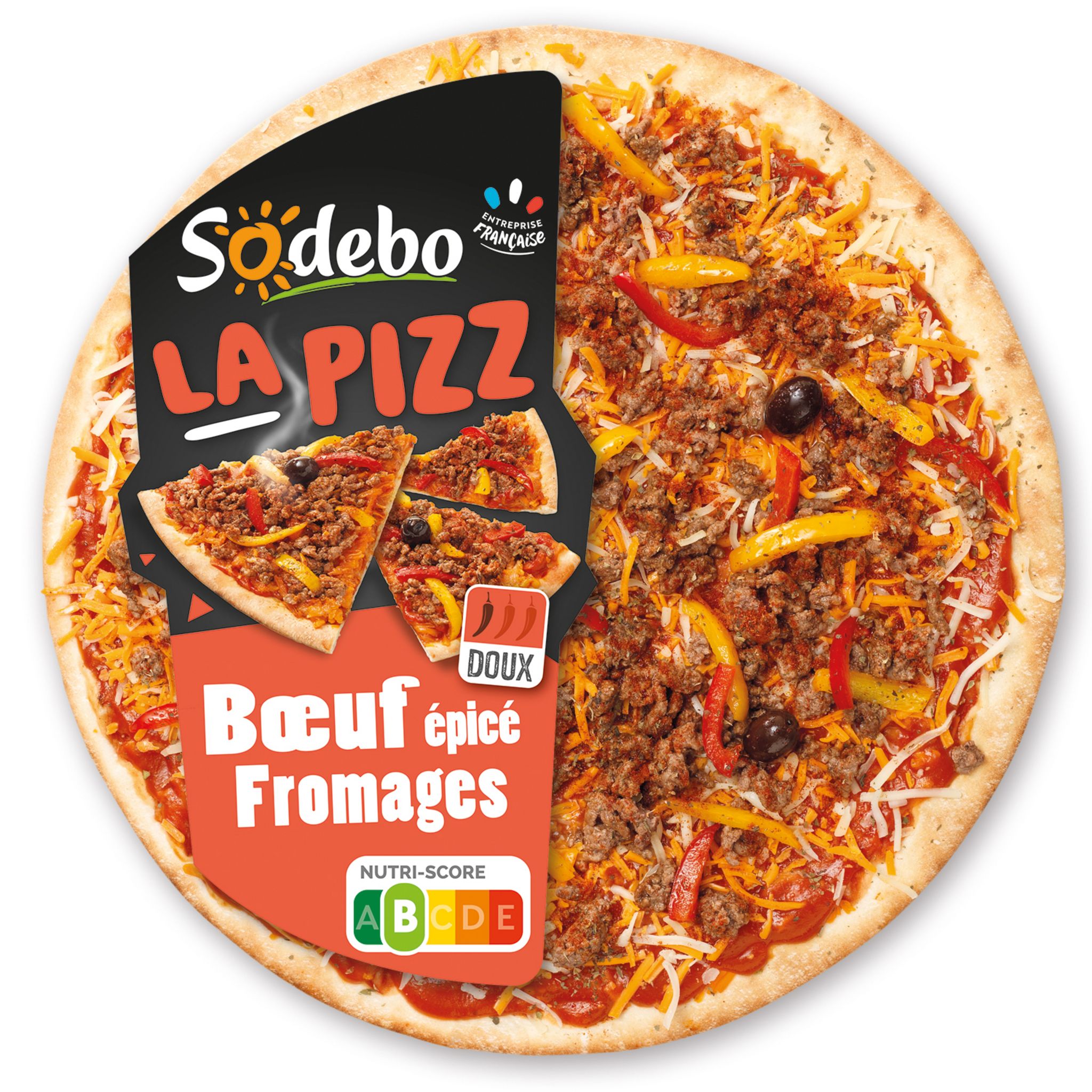SODEBO Pizza bœuf épicé et fromages 470g