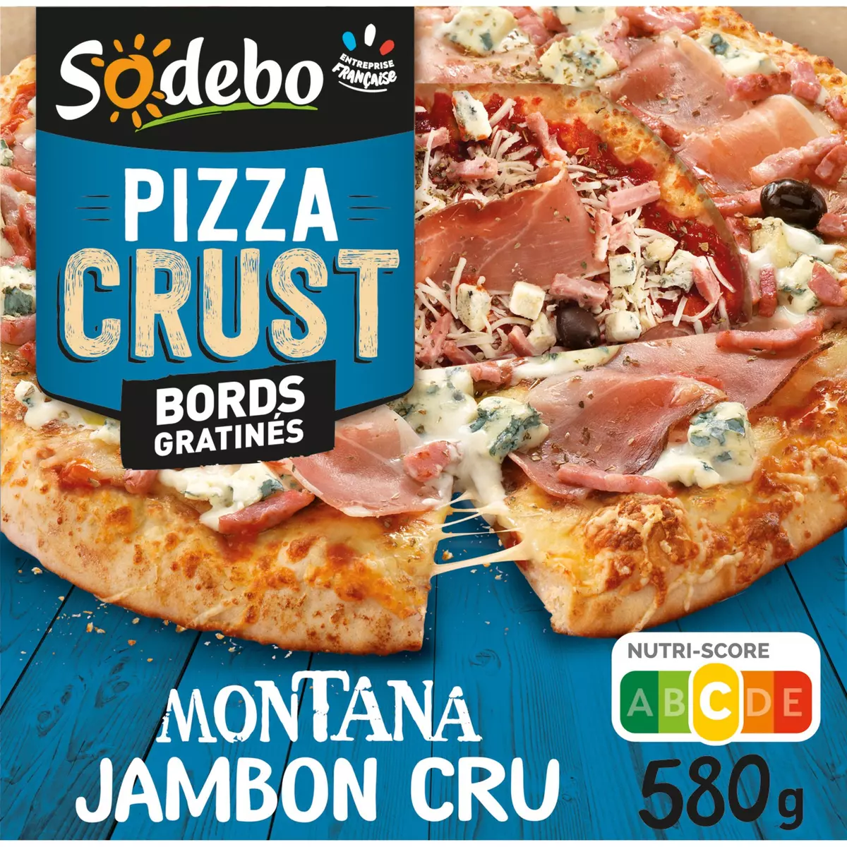 SODEBO Pizza crust montana jambon cru fourme d'ambert à partager 580g