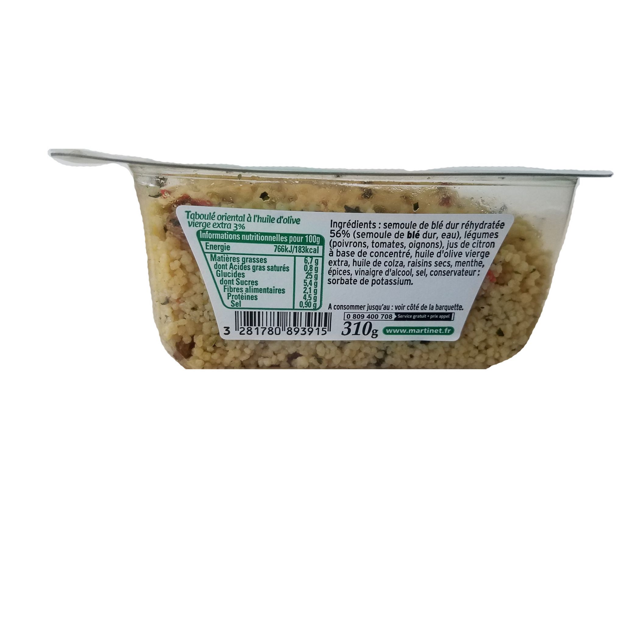 Voir la diapositive 2 : PIERRE MARTINET Taboulé oriental 310g