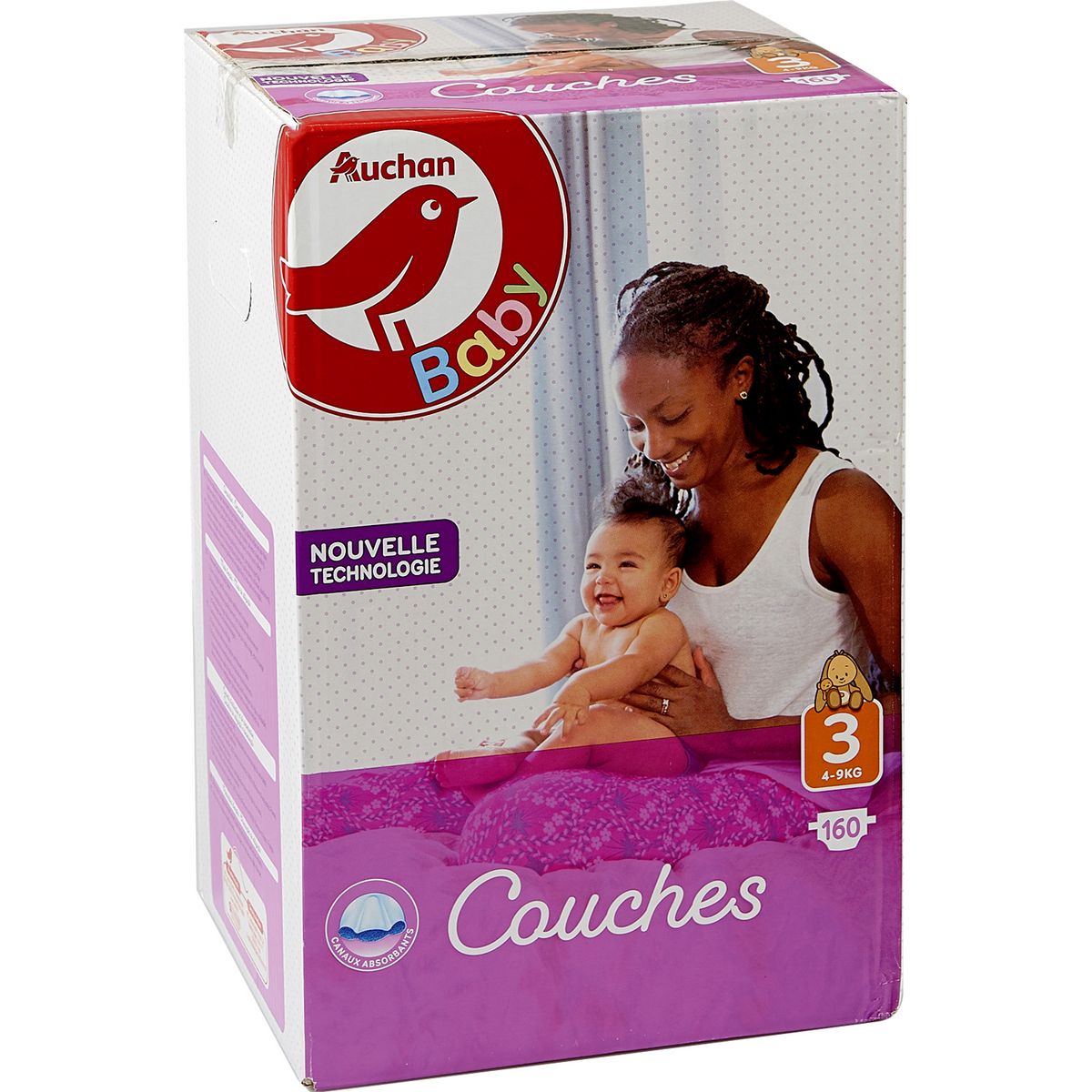 AUCHAN BABY Couches taille 3 (4-9kg) 160 couches