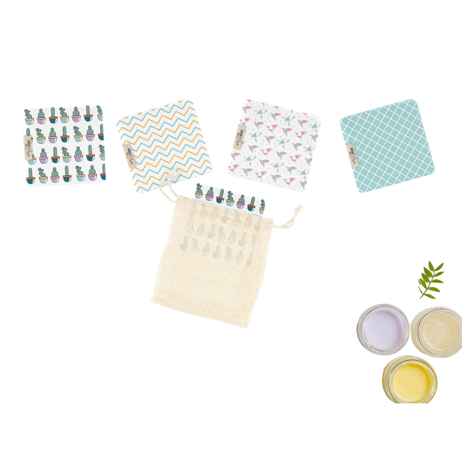 Voir la diapositive 2 : FEEL NATURAL Carrés démaquillants lavables et réutilisables + filet de lavage 6 pièces