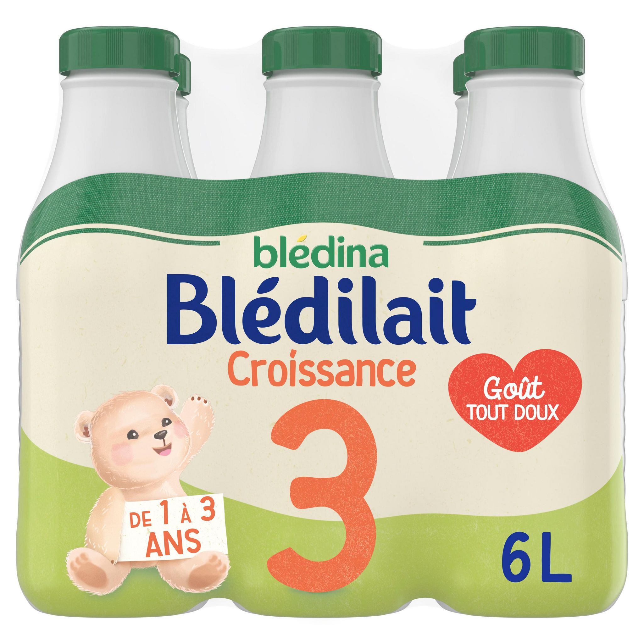 Voir la diapositive 2 : BLEDILAIT 3 lait de croissance liquide dès 12 mois 6x1l