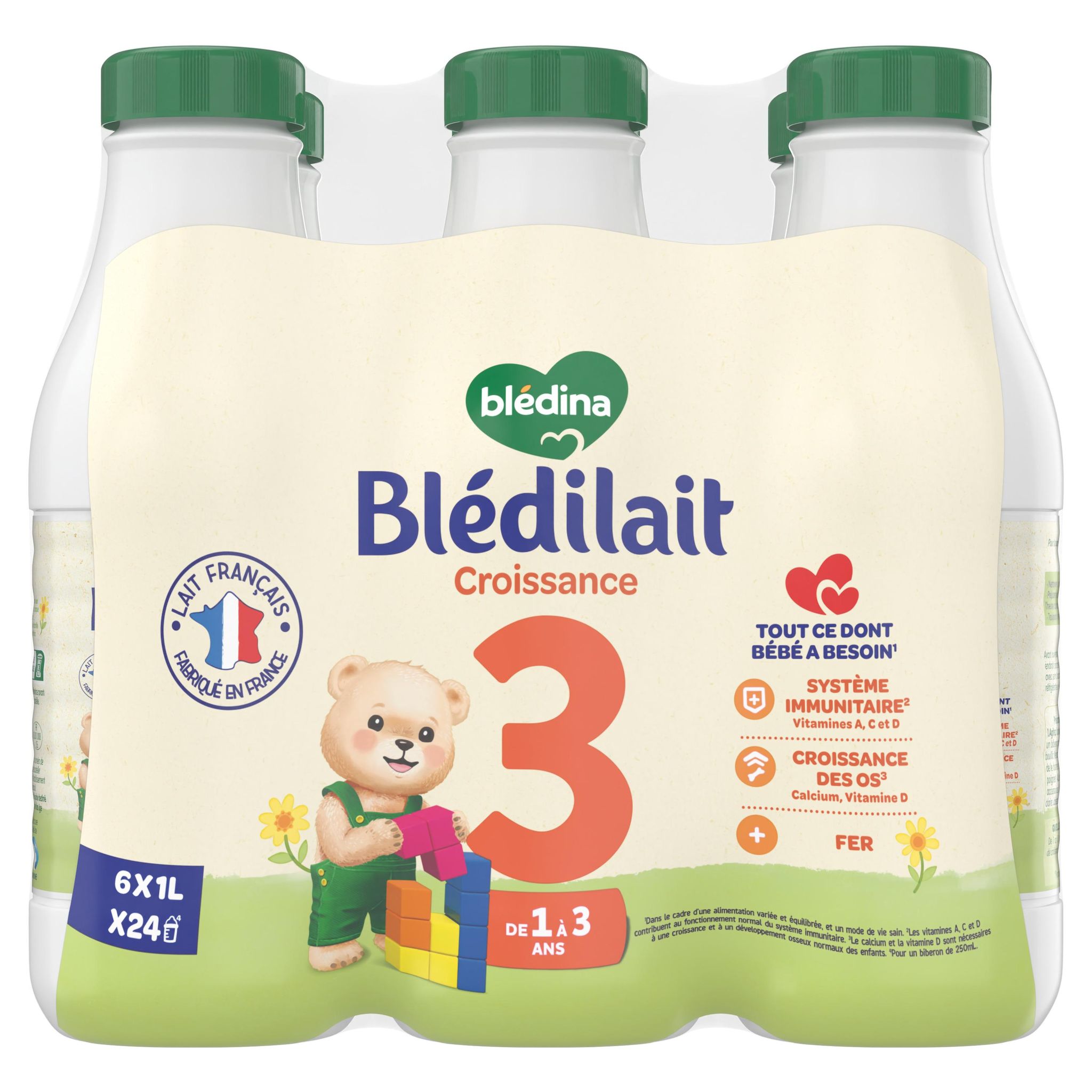 Voir la diapositive 3 : BLEDILAIT 3 lait de croissance liquide dès 12 mois 6x1l