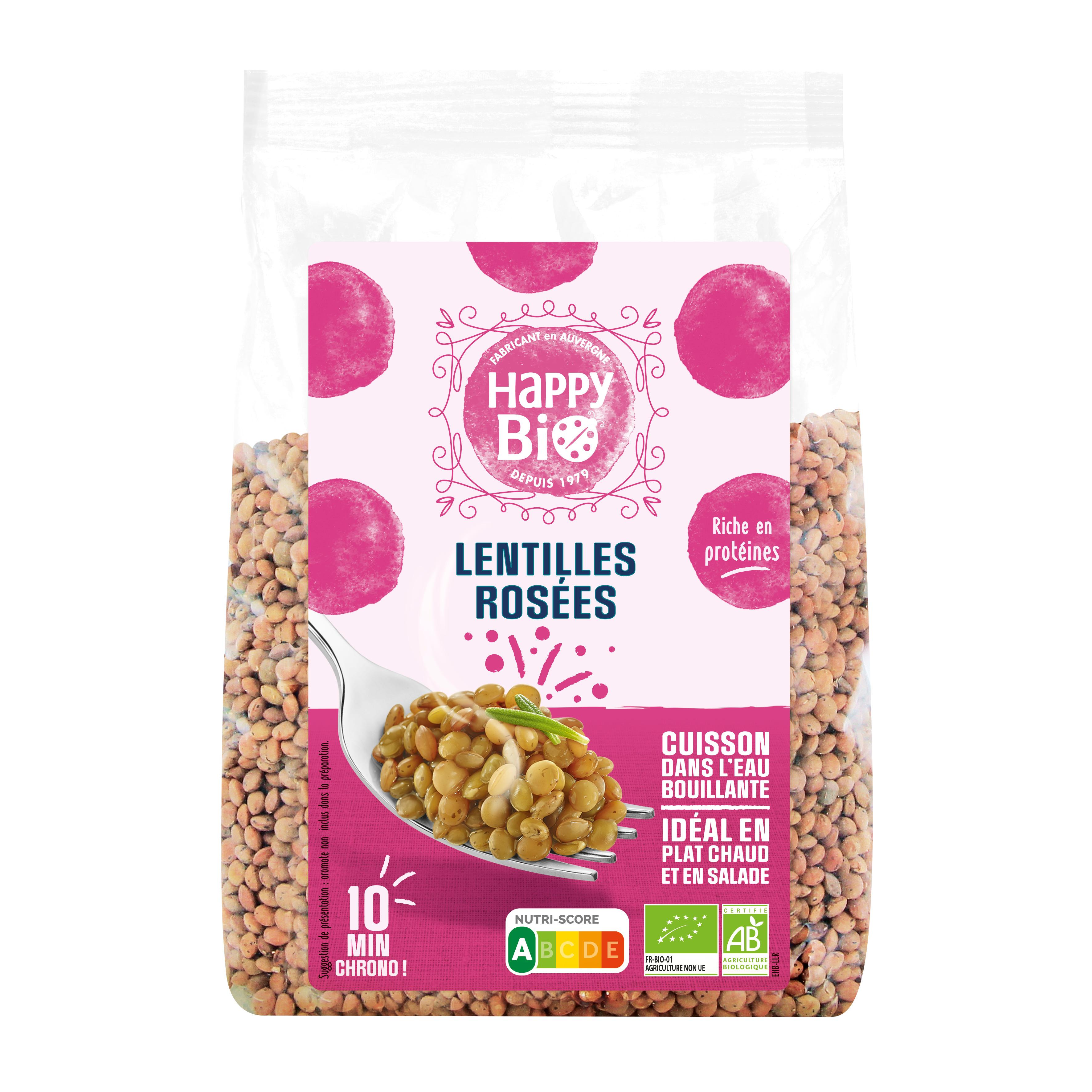 HAPPY BIO Lentilles rosées bio 500g