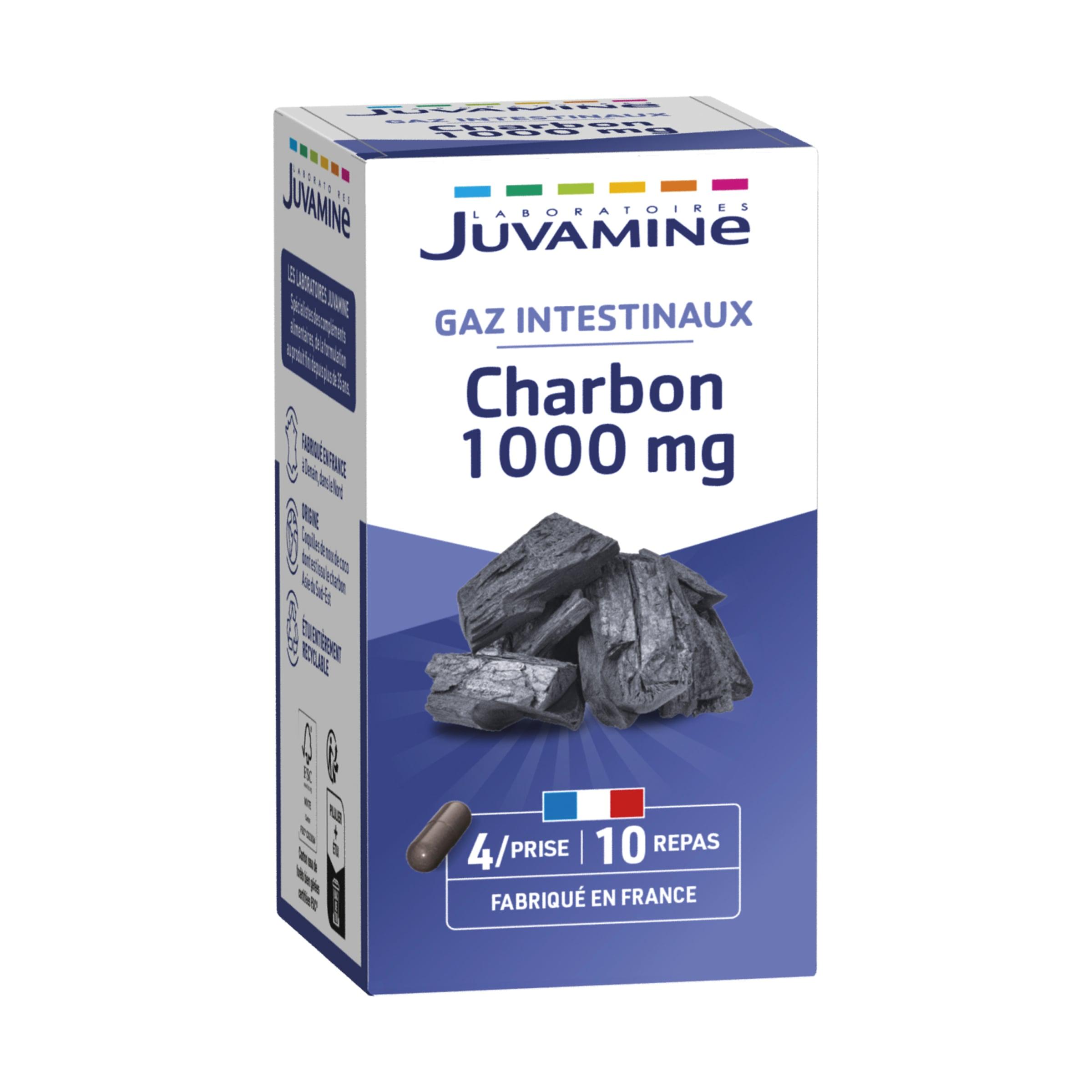 Voir la diapositive 2 : JUVAMINE Compléments charbon 1g ballonnements en gélules 40 gélules 16g