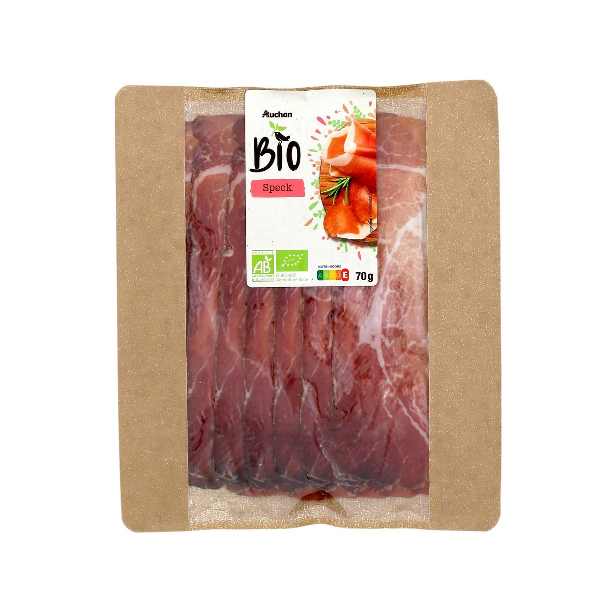 AUCHAN BIO Jambon speck 6 tranches 70g