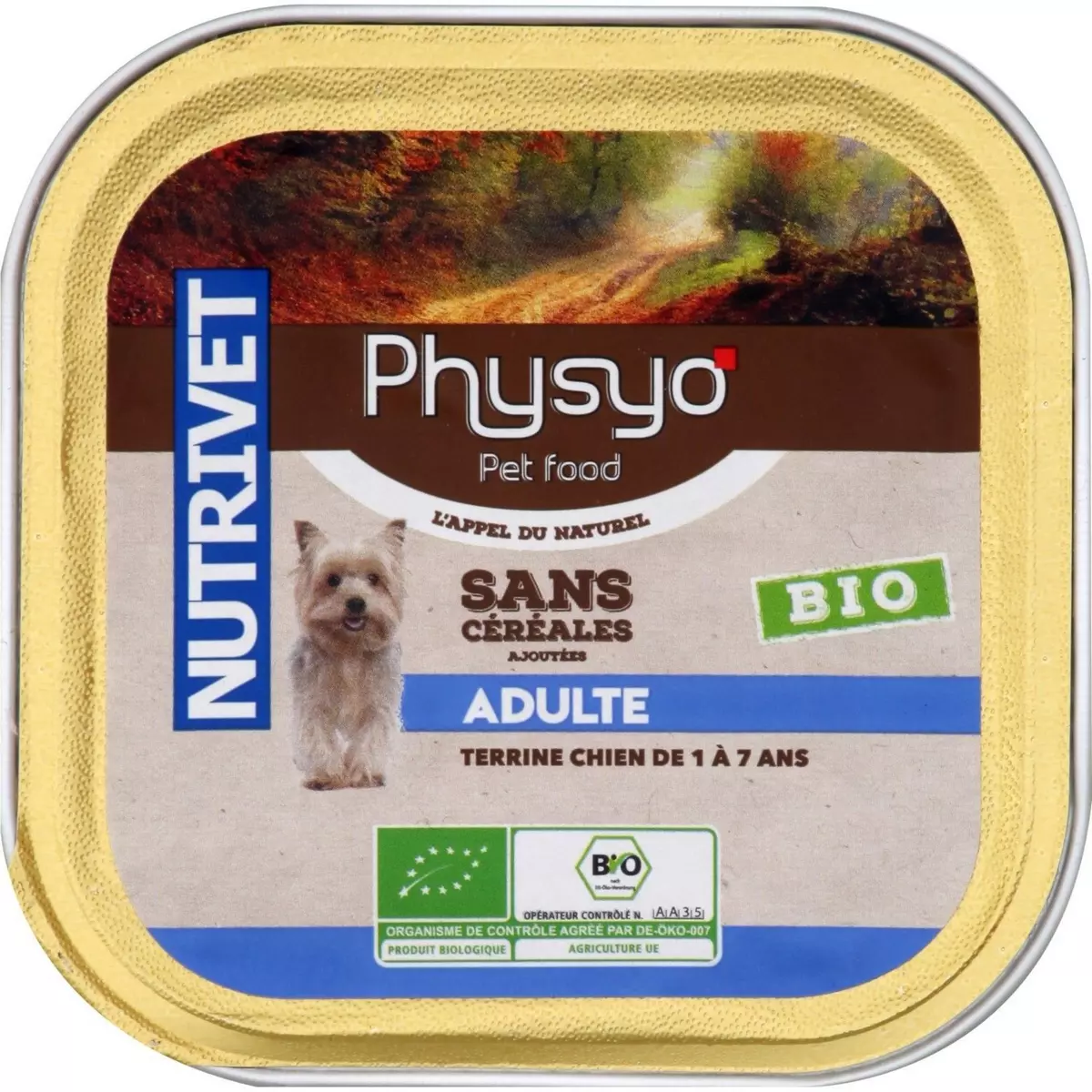 PHYSYO Terrine sans céréales bio pour chien adultes 150g