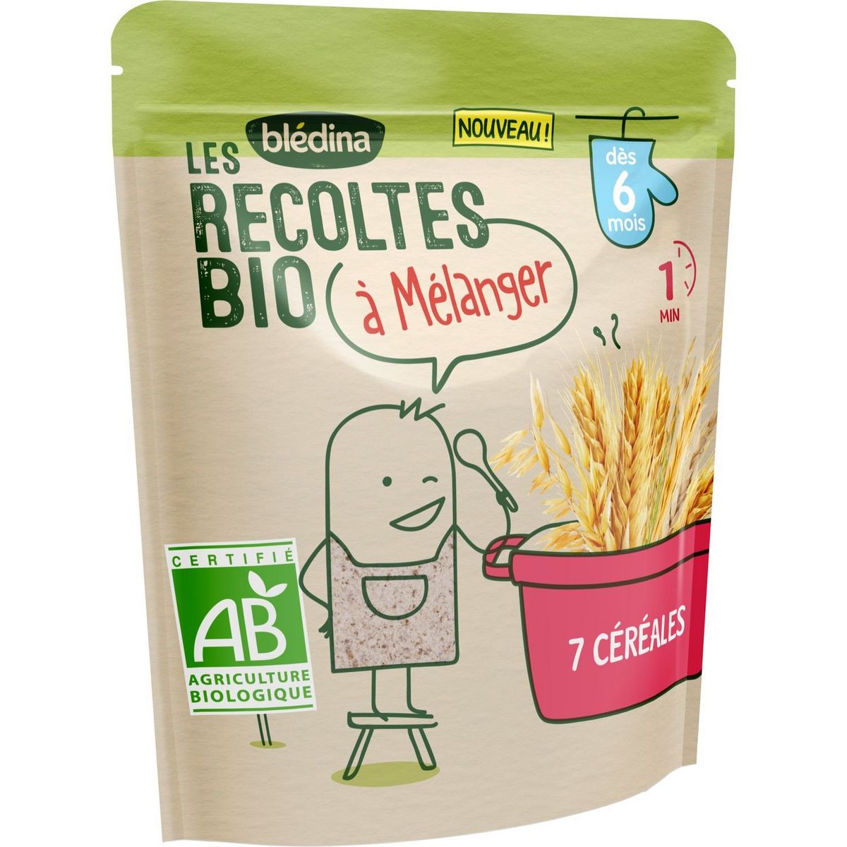 BLEDINA 7 céréales bio à mélanger dès 6 mois 180g