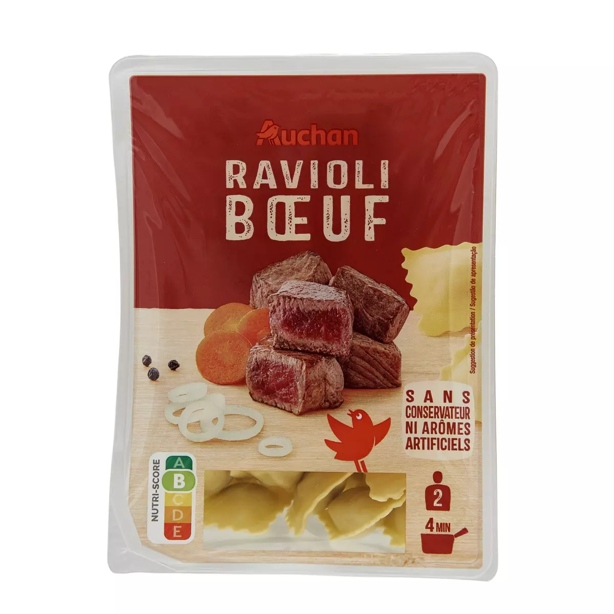 AUCHAN Ravioli au boeuf 2 portions 300g