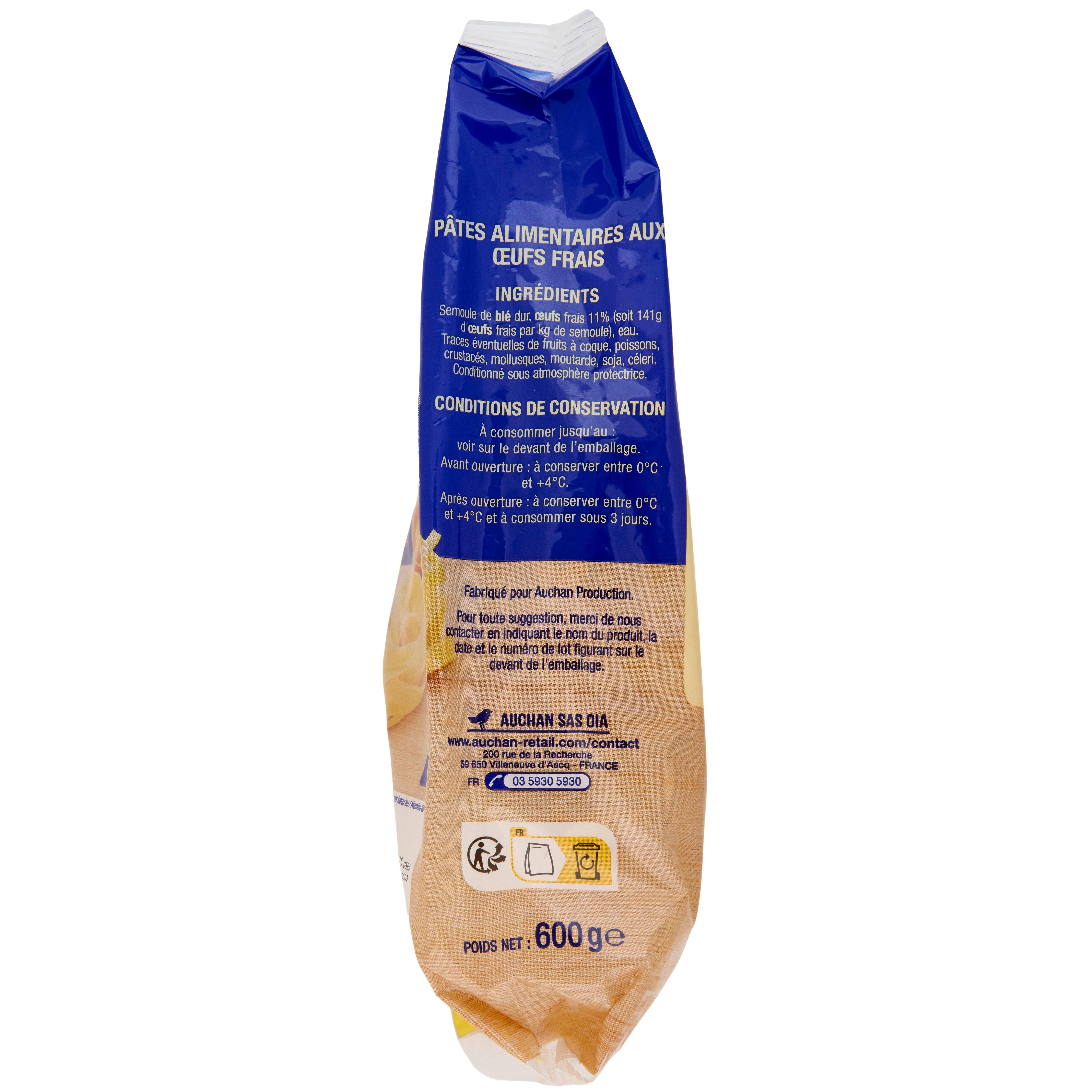 Voir la diapositive 2 : AUCHAN Tagliatelles 6 parts 600g