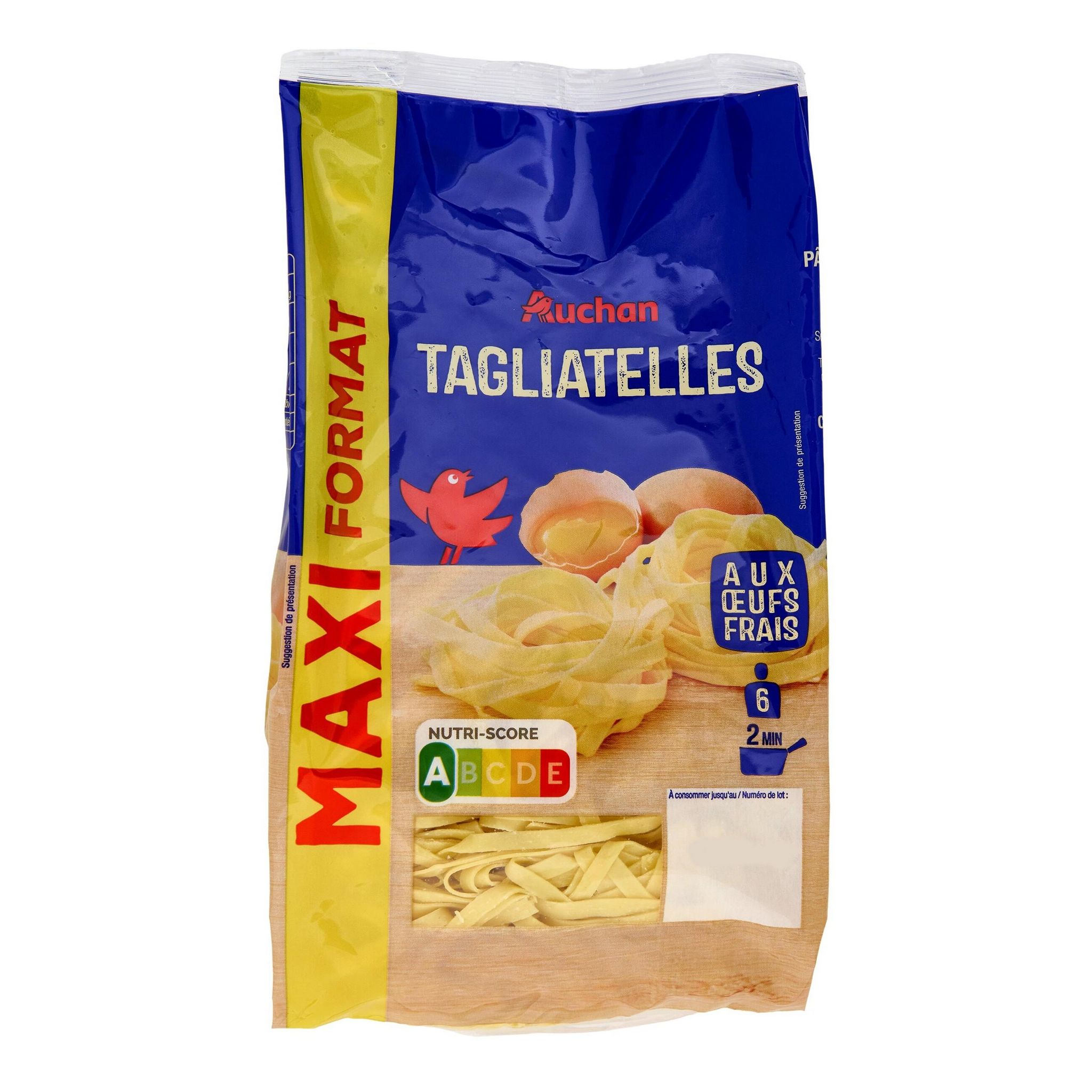 Voir la diapositive 4 : AUCHAN Tagliatelles 6 parts 600g