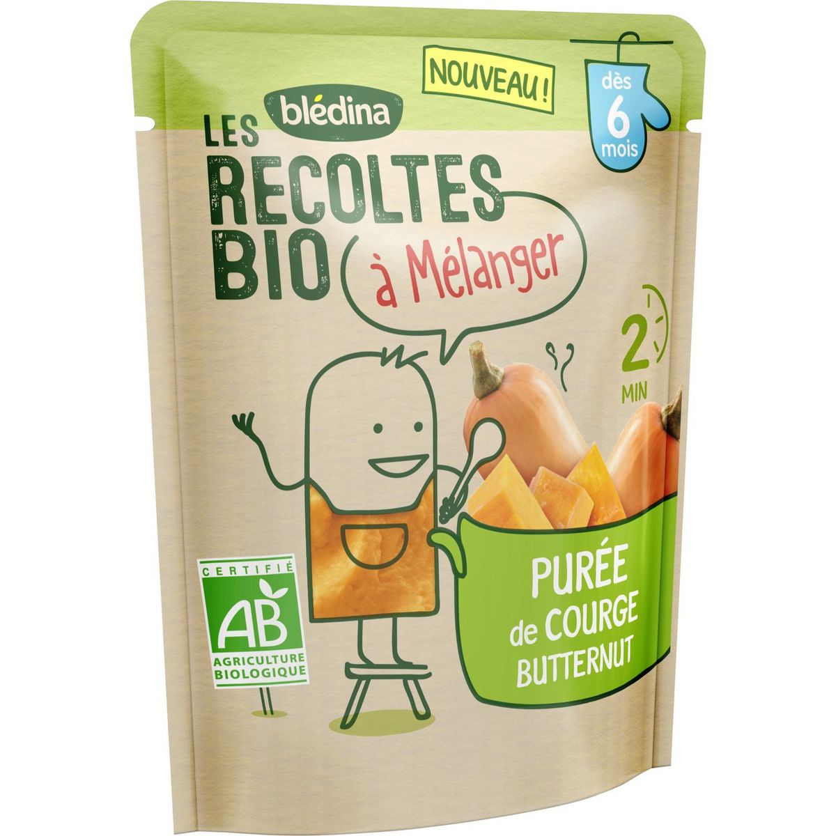 BLEDINA Purée de courge butternut bio à mélanger dès 6 mois 120g