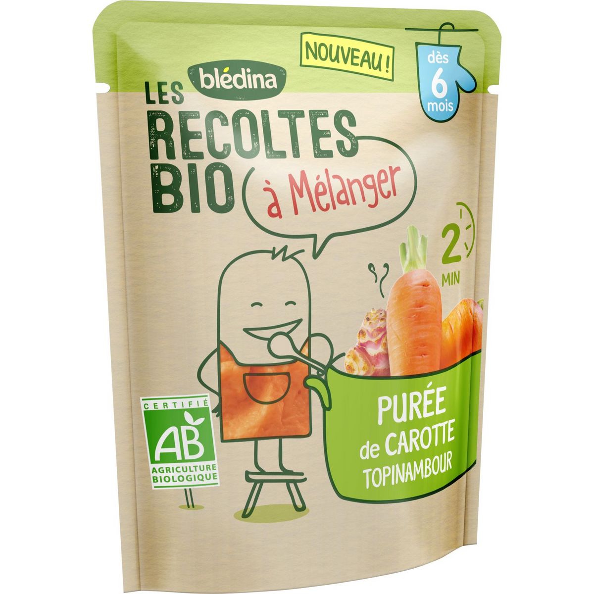 BLEDINA Purée de carotte topinambour bio à mélanger dès 6 mois 120g