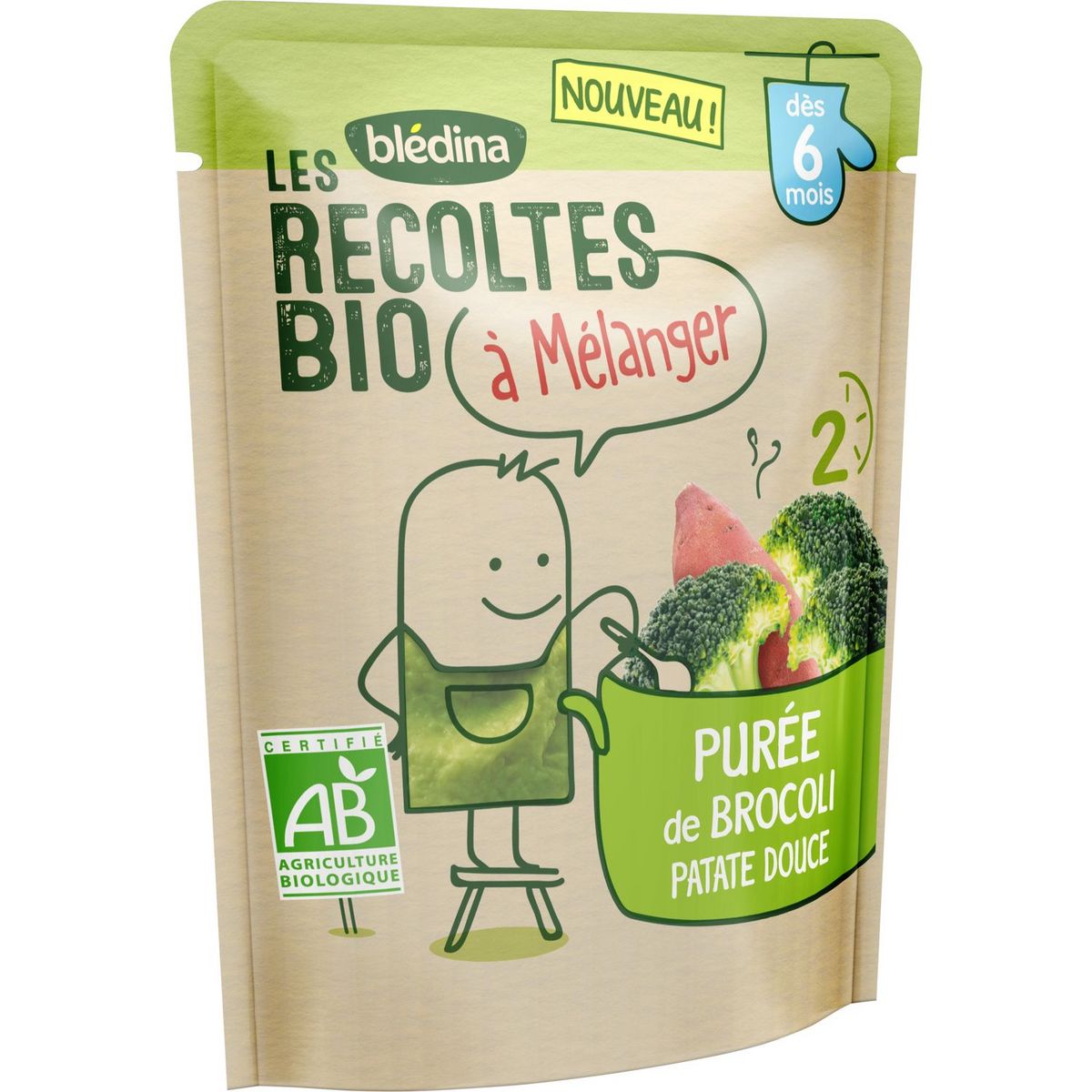 BLEDINA Purée de brocoli et patate douce bio à mélanger dès 6 mois 120g