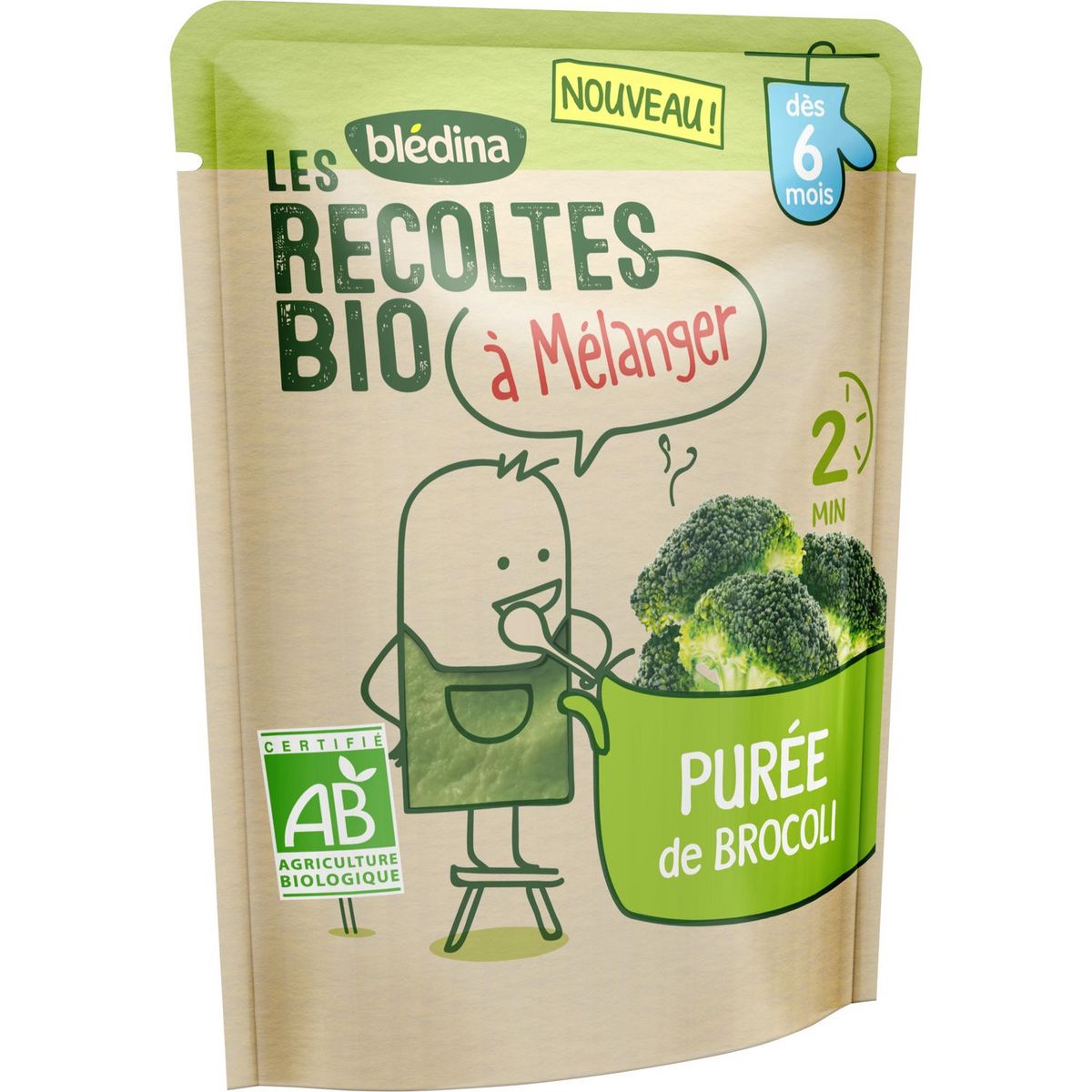 BLEDINA Purée de brocoli bio à mélanger dès 6 mois 120g
