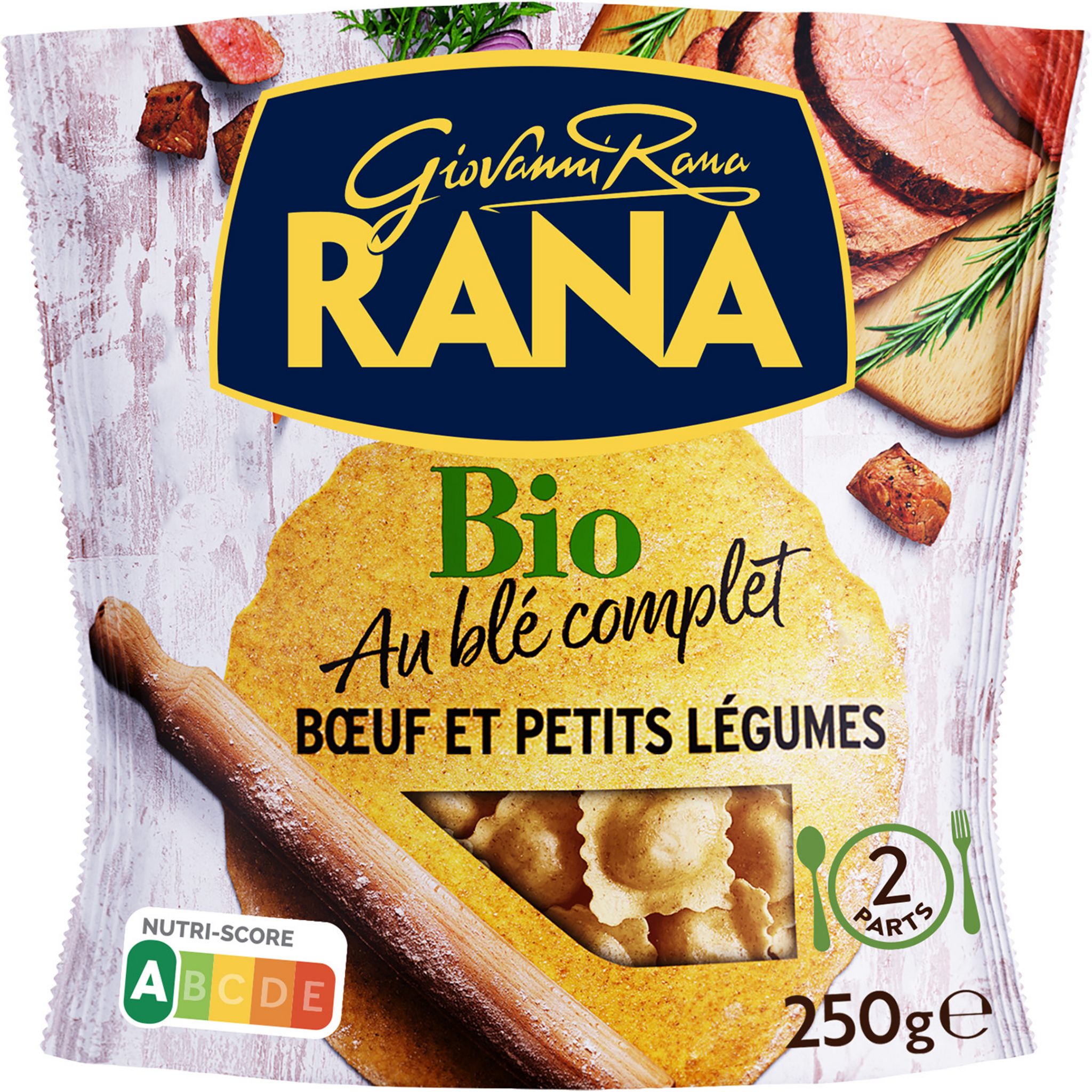 RANA Ravioli au blé complet boeuf et petits légumes bio 2 parts 250g
