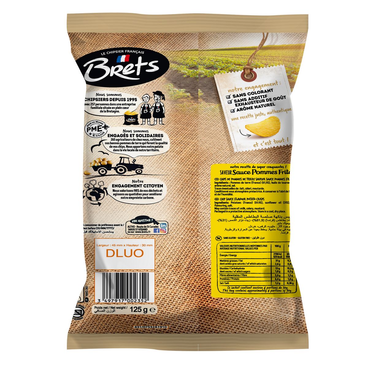 BRETS Chips ondulées saveur pommes frites 125g