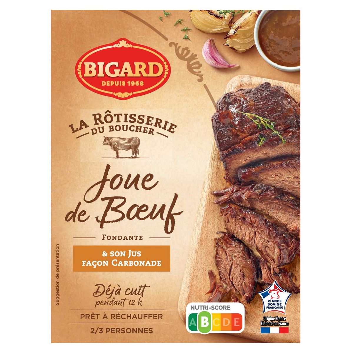 BIGARD Joue de bœuf cuite et jus façon carbonade 2/3 parts 400g
