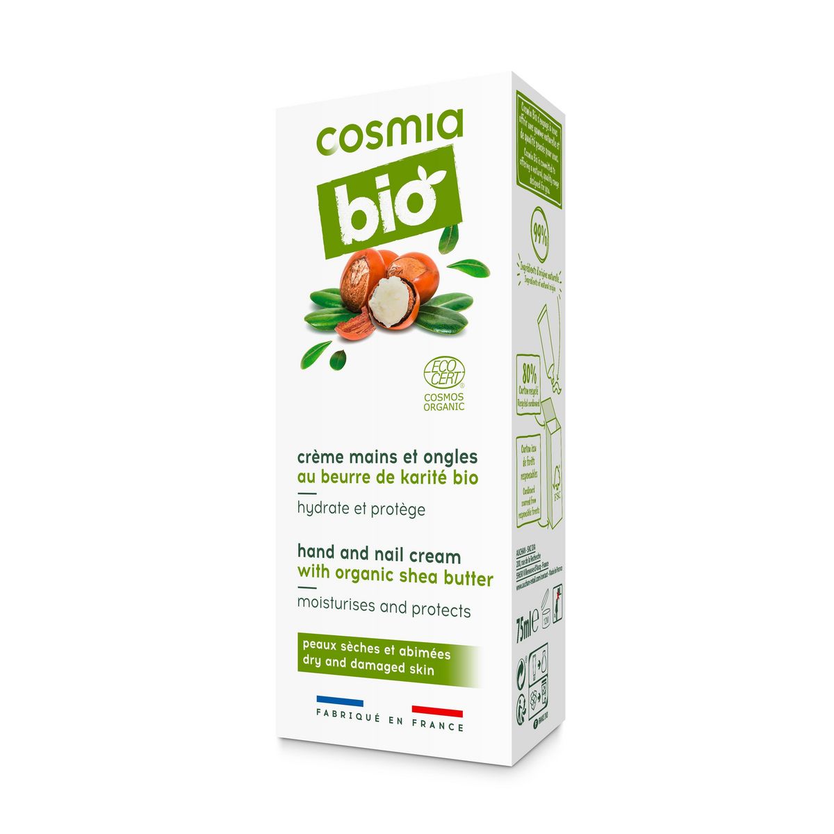 COSMIA BIO Crème mains et ongles au beurre de karité bio peaux sèches et abîmées 75ml
