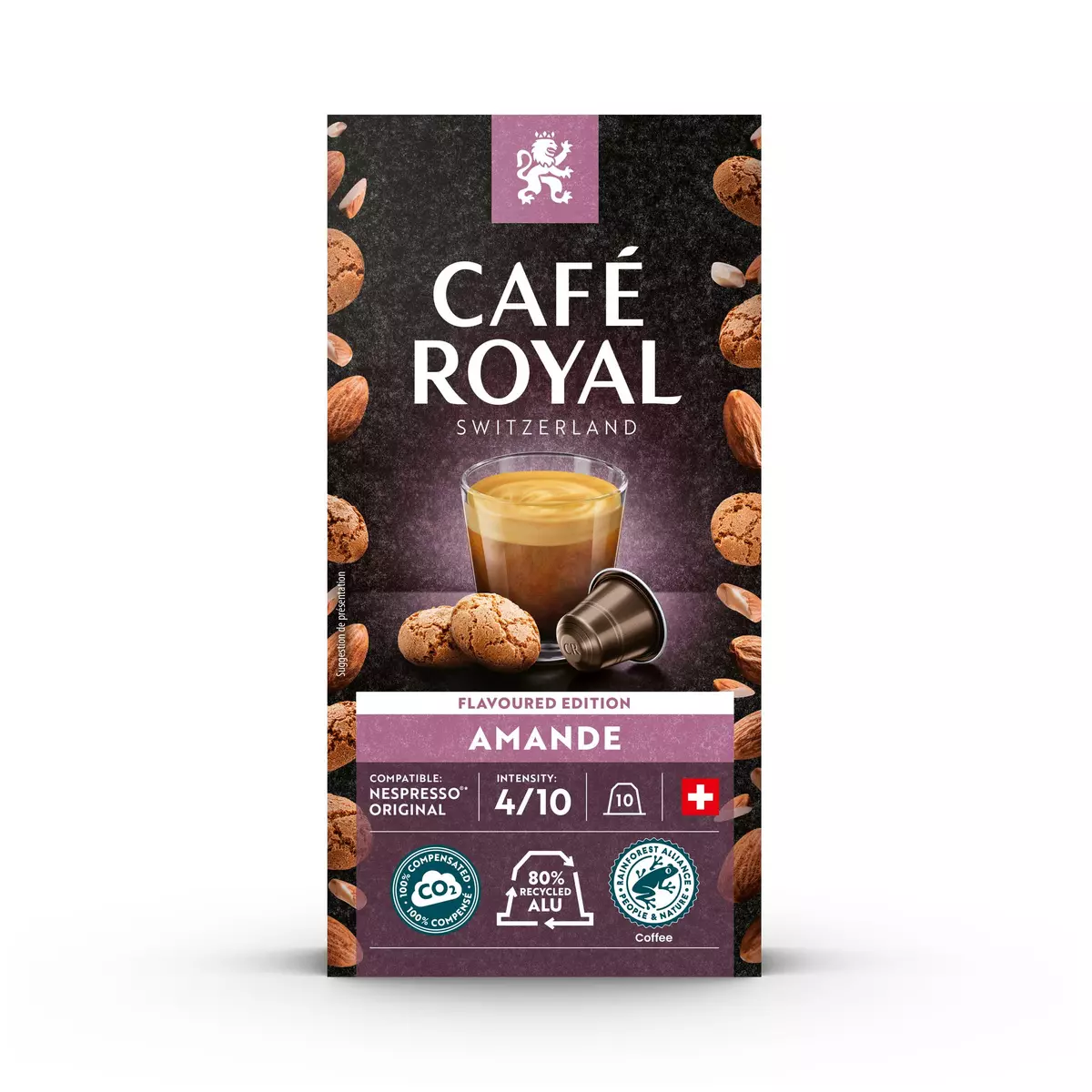 CAFE ROYAL Capsules de café à l'amande intensité 4 compatibles Nespresso 10  capsules 50g pas cher 