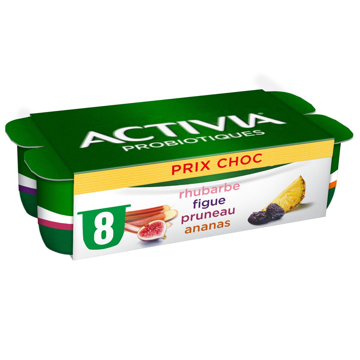 ACTIVIA Yaourt au bifidus ananas rhubarbe pruneau et figues 8x125g 8x125g
