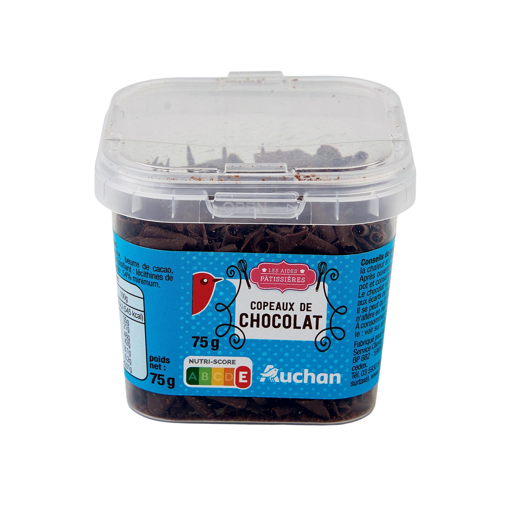 Voir la diapositive 2 : AUCHAN Copeaux de chocolat 75g