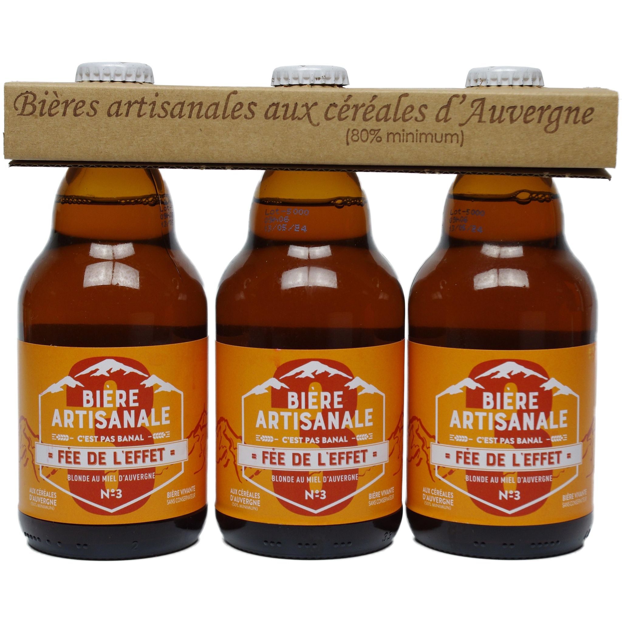 FÉE DE L'EFFET Bière aromatisée au miel d'Auvergne 6% 3x33cl
