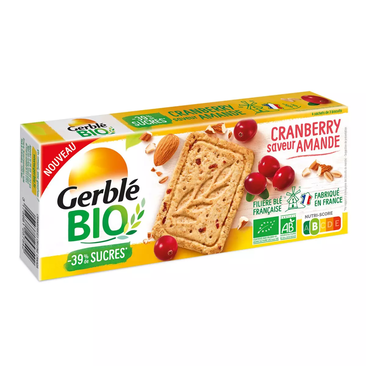 GERBLE BIO Biscuits cranberry goût amande 130g