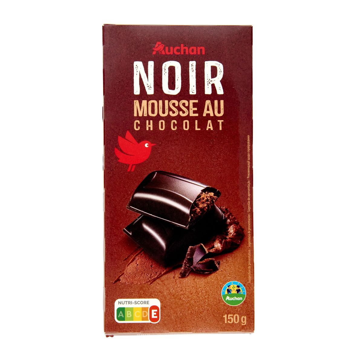 AUCHAN CULTIVONS LE BON Tablette de chocolat noir mousse au chocolat 1 pièce 150g