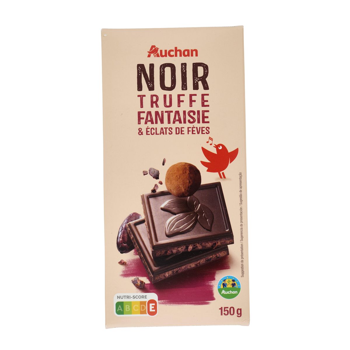 AUCHAN CULTIVONS LE BON Tablette de chocolat noir truffe fantaisie et éclats de fèves 1 pièce 150g