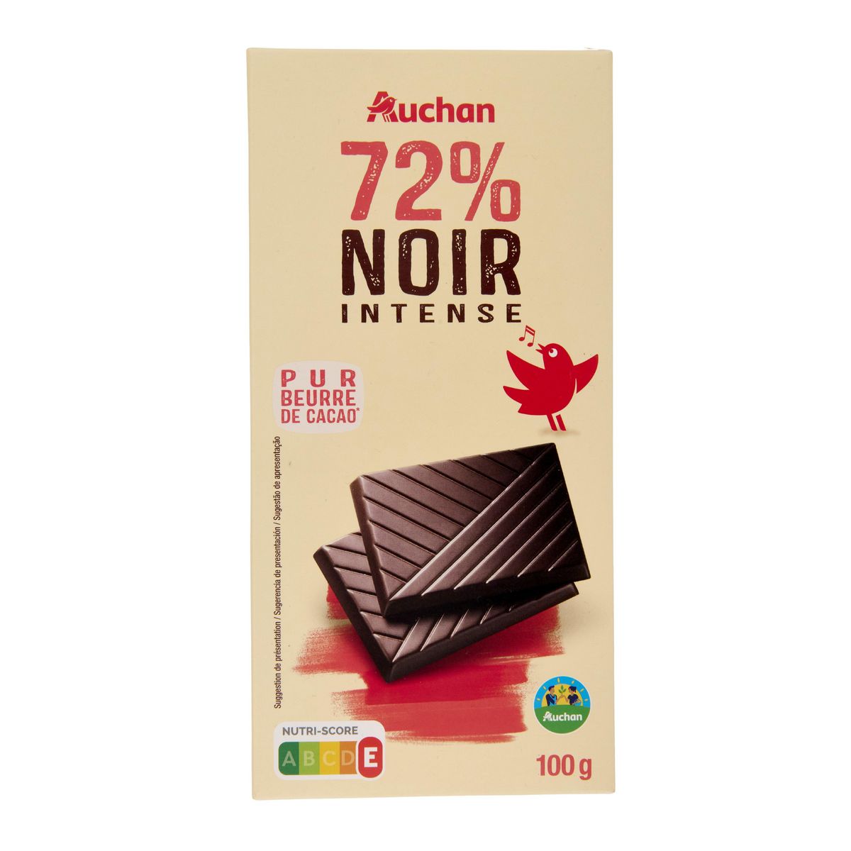 AUCHAN CULTIVONS LE BON Tablette de chocolat noir 72% 1 pièce 100g