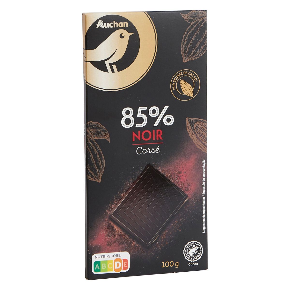 AUCHAN GOURMET Tablette de chocolat noir corsé 85% cacao 1 pièce 100g
