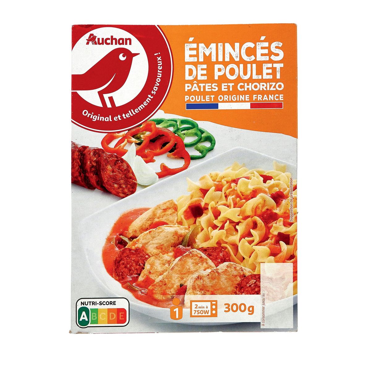 AUCHAN Poulet chorizo et pâtes 300g
