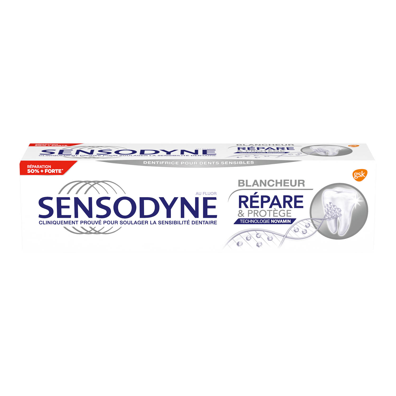 Voir la diapositive 2 : SENSODYNE Dentifrice blancheur réparation protection dents sensibles 75ml