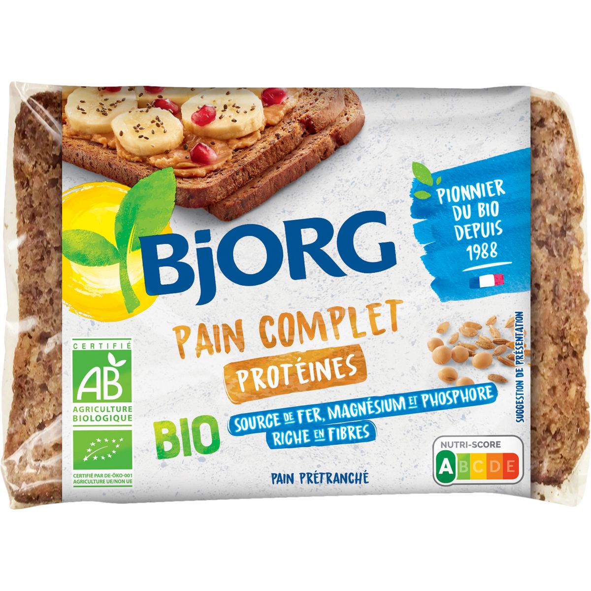 BJORG Pain complet de protéines bio prétranché 250g