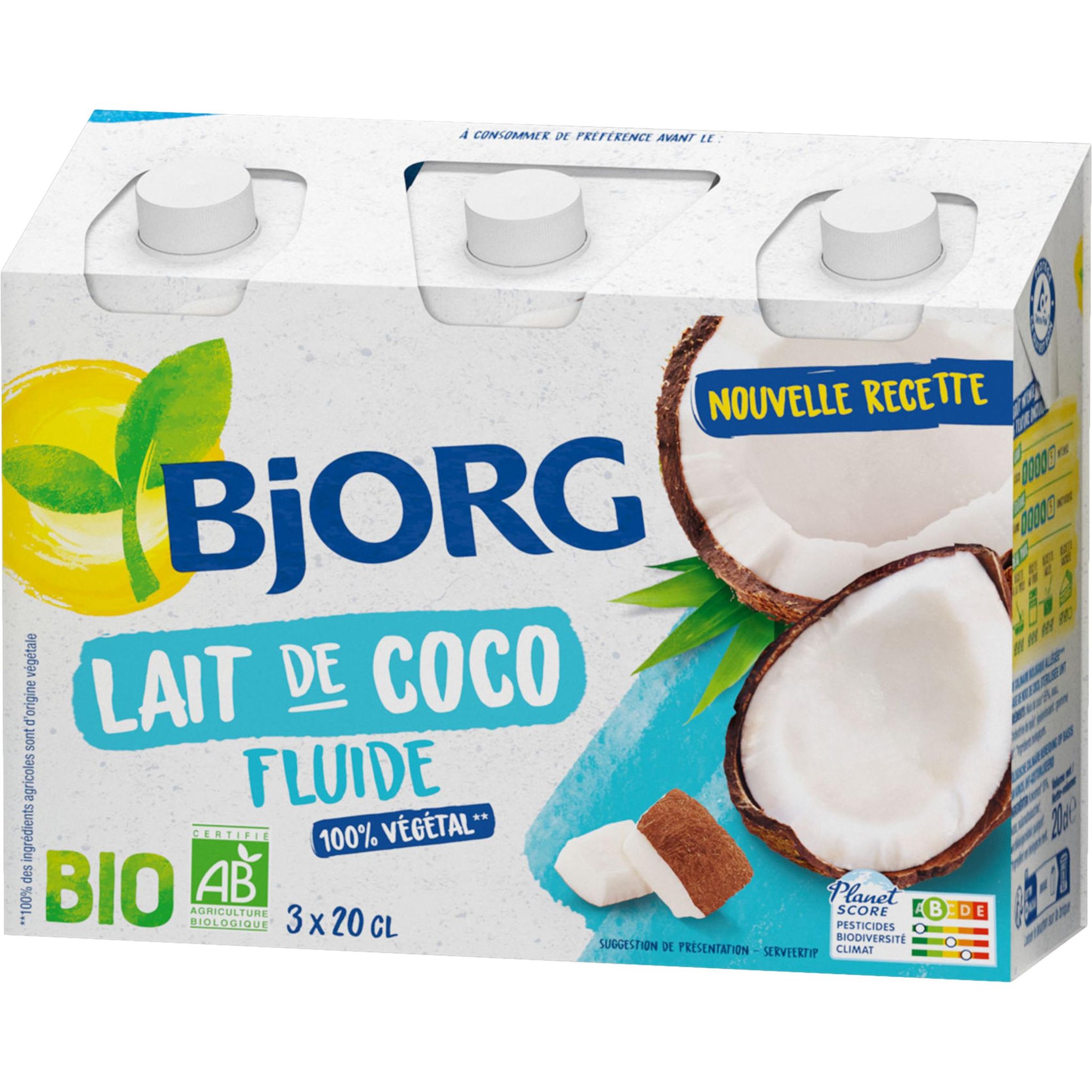 Voir la diapositive 2 : BJORG Lait de coco fluide bio 3x200ml