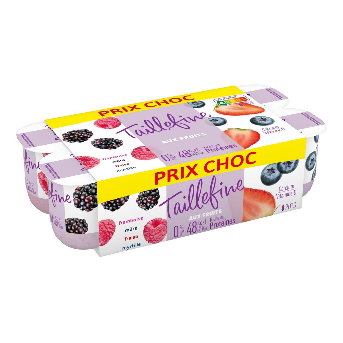 TAILLEFINE Yaourt brassé allégé aux fruits rouges 0% MG 8x125g