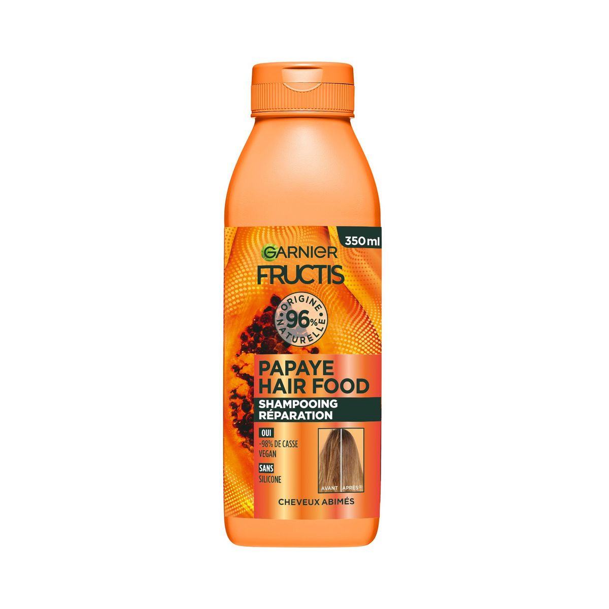FRUCTIS Hair Food Shampooing réparateur vegan à la papaye pour cheveux abîmés 350ml