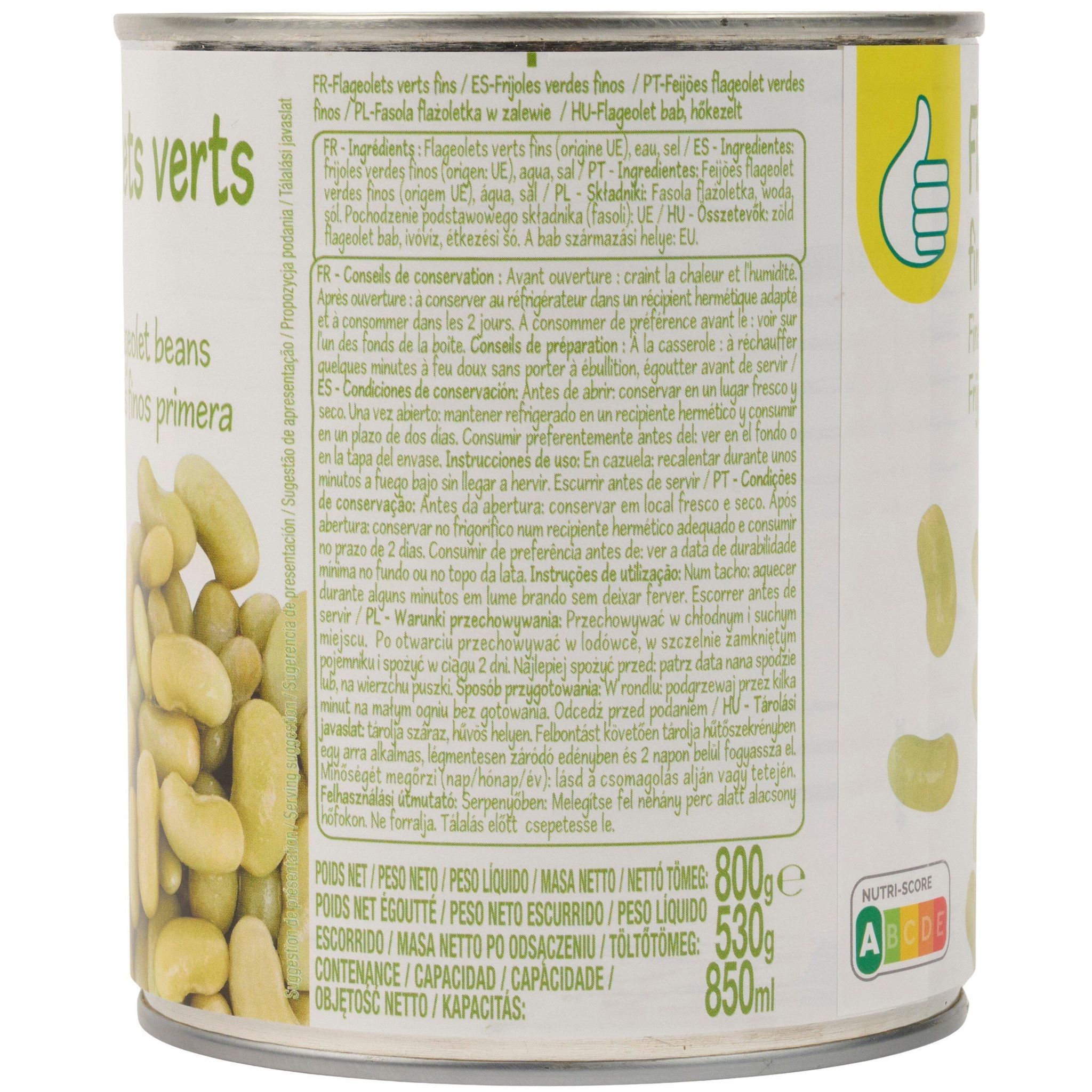 Voir la diapositive 4 : POUCE Flageolets verts fins 530g